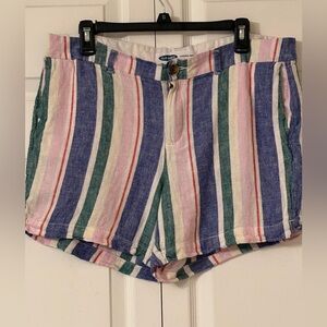 Old Navy Multicolor Striped Women’s Shorts - Pink Blue Green Red